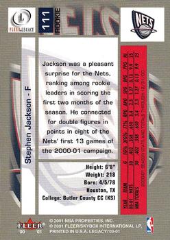 2000-01 Fleer Legacy #111 Stephen Jackson Back