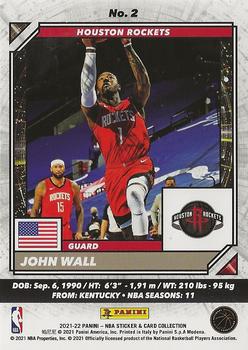 2021-22 Panini NBA Sticker & Card Collection European Edition - Cards #2 John Wall Back