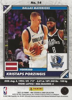 2021-22 Panini NBA Sticker & Card Collection European Edition - Cards #14 Kristaps Porzingis Back