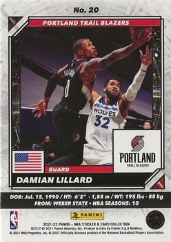 2021-22 Panini NBA Sticker & Card Collection European Edition - Cards #20 Damian Lillard Back