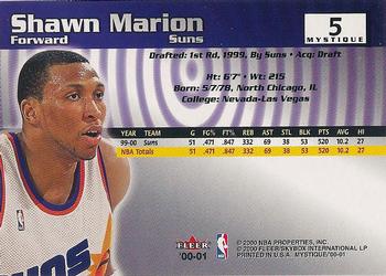 2000-01 Fleer Mystique #5 Shawn Marion Back