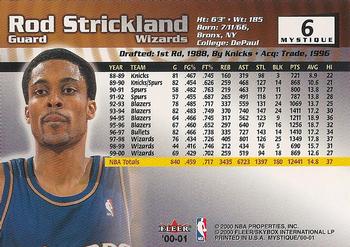 2000-01 Fleer Mystique #6 Rod Strickland Back