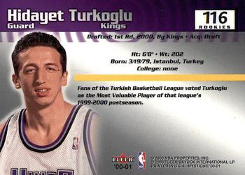 2000-01 Fleer Mystique #116 Hidayet Turkoglu Back