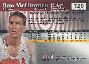 2000-01 Fleer Mystique #129 Dan McClintock Back