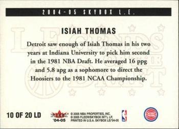 2004-05 SkyBox LE - L.E.gends of the Draft #10 LD Isiah Thomas Back