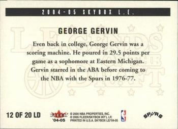 2004-05 SkyBox LE - L.E.gends of the Draft #12 LD George Gervin Back