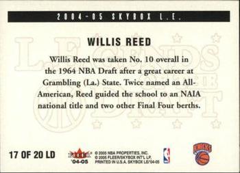 2004-05 SkyBox LE - L.E.gends of the Draft #17 LD Willis Reed Back