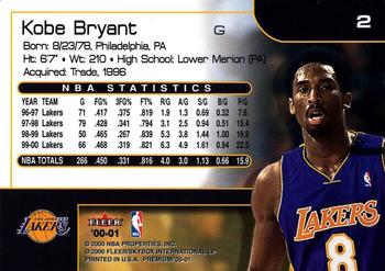 2000-01 Fleer Premium #2 Kobe Bryant Back