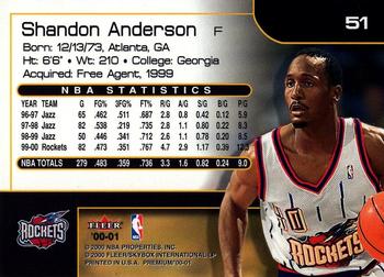 2000-01 Fleer Premium #51 Shandon Anderson Back