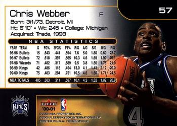 2000-01 Fleer Premium #57 Chris Webber Back