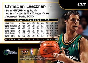 2000-01 Fleer Premium #137 Christian Laettner Back