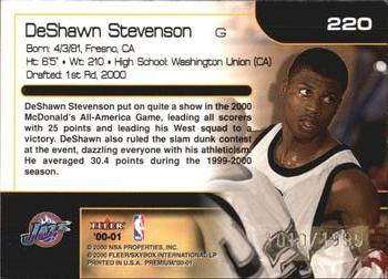 2000-01 Fleer Premium #220 DeShawn Stevenson Back
