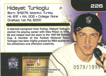 2000-01 Fleer Premium #226 Hidayet Turkoglu Back