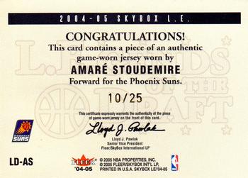 2004-05 SkyBox LE - Legends of the Draft Patches #LD-AS Amare Stoudemire Back