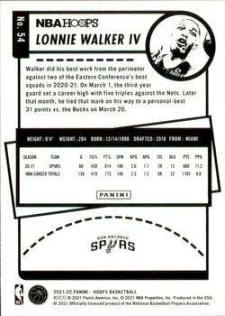 2021-22 Hoops #54 Lonnie Walker IV Back