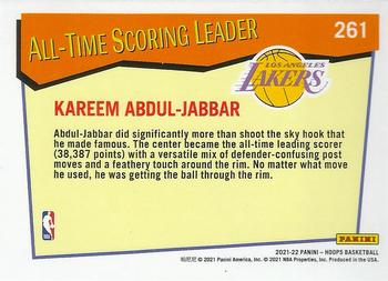 2021-22 Hoops #261 Kareem Abdul-Jabbar Back