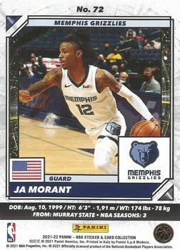 2021-22 Panini NBA Sticker & Card Collection - Cards Red #72 Ja Morant Back