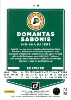 2021-22 Donruss #9 Domantas Sabonis Back