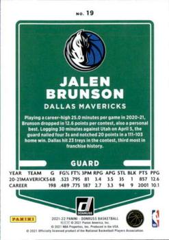 2021-22 Donruss #19 Jalen Brunson Back
