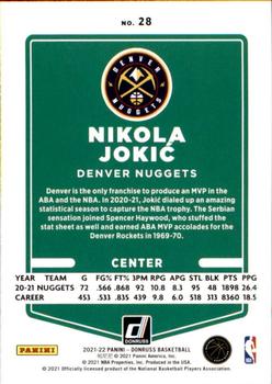 2021-22 Donruss #28 Nikola Jokic Back