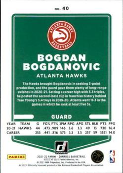 2021-22 Donruss #40 Bogdan Bogdanovic Back