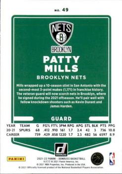 2021-22 Donruss #49 Patty Mills Back