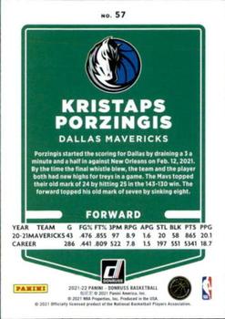 2021-22 Donruss #57 Kristaps Porzingis Back