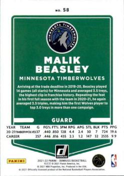 2021-22 Donruss #58 Malik Beasley Back