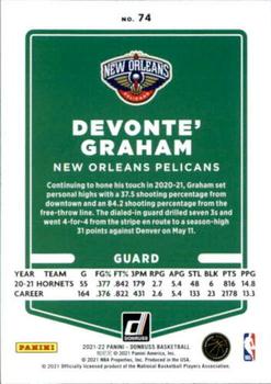 2021-22 Donruss #74 Devonte' Graham Back