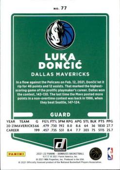 2021-22 Donruss #77 Luka Doncic Back