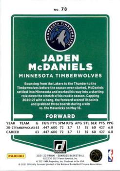 2021-22 Donruss #78 Jaden McDaniels Back