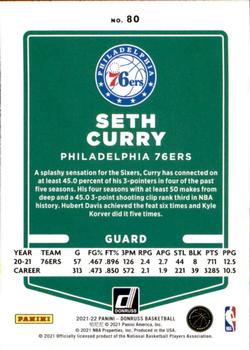 2021-22 Donruss #80 Seth Curry Back