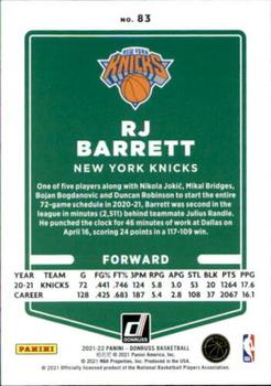 2021-22 Donruss #83 RJ Barrett Back