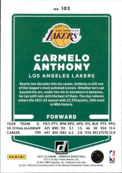 2021-22 Donruss #103 Carmelo Anthony Back