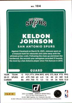 2021-22 Donruss #104 Keldon Johnson Back