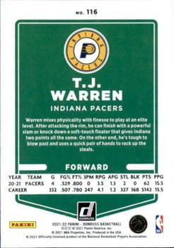 2021-22 Donruss #116 T.J. Warren Back