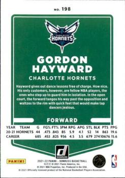 2021-22 Donruss #198 Gordon Hayward Back