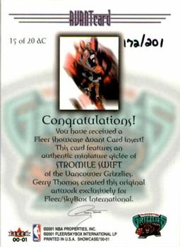 2000-01 Fleer Showcase - Avant Card #15 AC Stromile Swift Back
