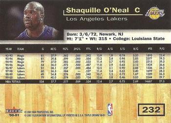 2000-01 Fleer Triple Crown #232 Shaquille O'Neal Back