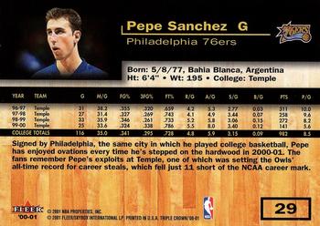 2000-01 Fleer Triple Crown #29 Pepe Sanchez Back