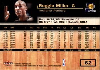 2000-01 Fleer Triple Crown #62 Reggie Miller Back