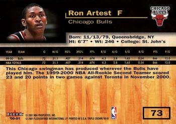2000-01 Fleer Triple Crown #73 Ron Artest Back