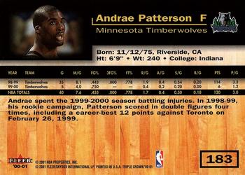 2000-01 Fleer Triple Crown #183 Andrae Patterson Back