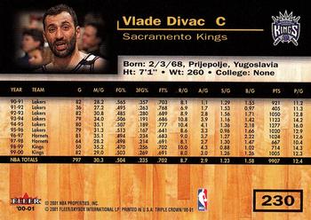 2000-01 Fleer Triple Crown #230 Vlade Divac Back