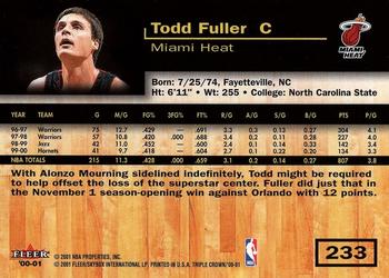 2000-01 Fleer Triple Crown #233 Todd Fuller Back