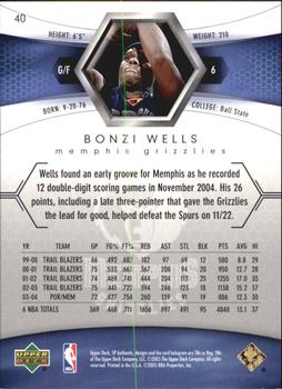 2004-05 SP Authentic - Limited #40 Bonzi Wells Back