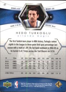 2004-05 SP Authentic - Limited #61 Hedo Turkoglu Back