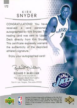 2004-05 SP Authentic - Limited #172 Kirk Snyder Back