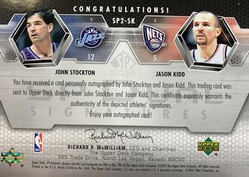 2004-05 SP Authentic - Signatures Dual #SP2-SK John Stockton / Jason Kidd Back