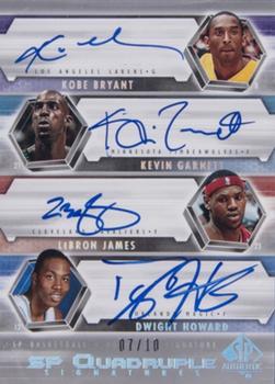 2004-05 SP Authentic - Signatures Quad #SP4-BGJH Kobe Bryant / Kevin Garnett / LeBron James / Dwight Howard Front